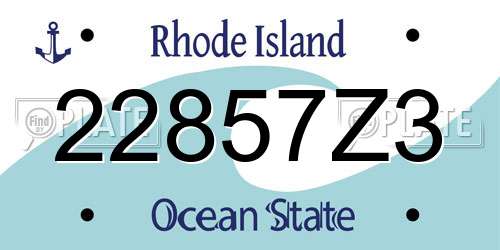 22857Z3 Rhode Island License Plate