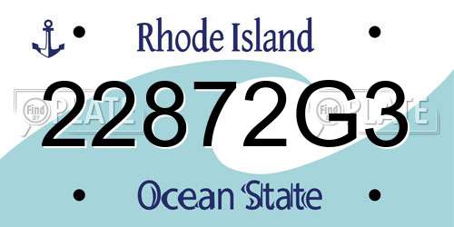 22872G3 Rhode Island License Plate