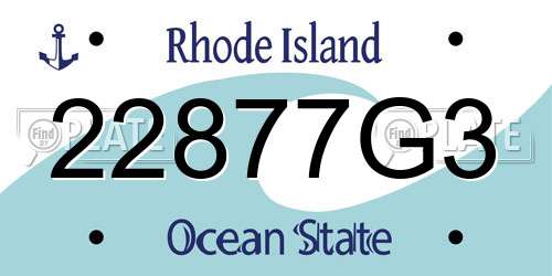 22877G3 Rhode Island License Plate