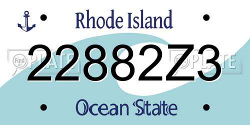 22882Z3 Rhode Island License Plate
