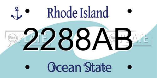 2288AB Rhode Island License Plate