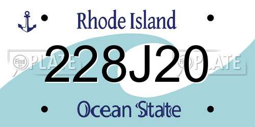 228J20 Rhode Island License Plate