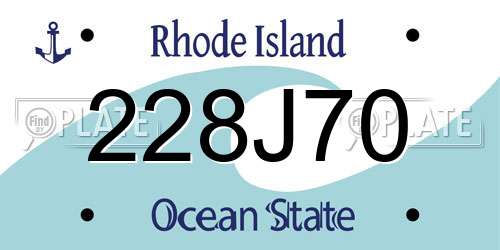 228J70 Rhode Island License Plate