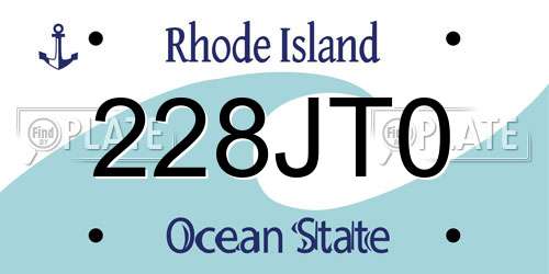 228JT0 Rhode Island License Plate