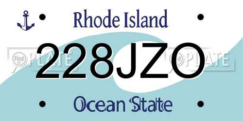 228JZO Rhode Island License Plate