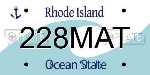 228MAT Rhode Island License Plate