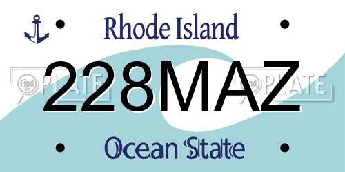 228MAZ Rhode Island License Plate