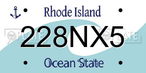 228NX5 Rhode Island License Plate