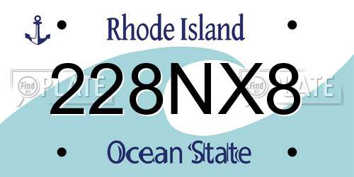 228NX8 Rhode Island License Plate