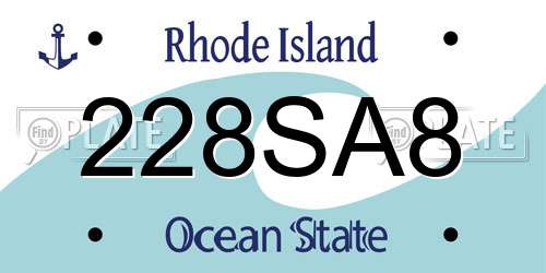 228SA8 Rhode Island License Plate