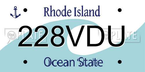 228VDU Rhode Island License Plate