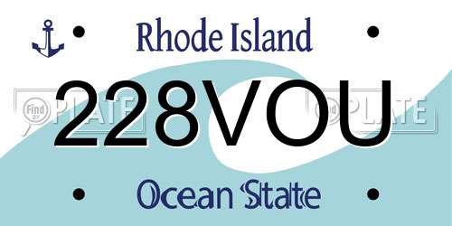 228VOU Rhode Island License Plate