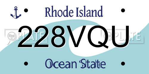 228VQU Rhode Island License Plate