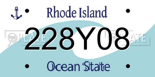 228Y08 Rhode Island License Plate