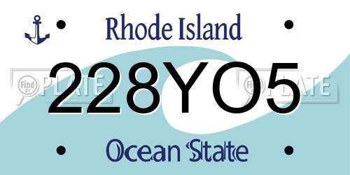 228YO5 Rhode Island License Plate