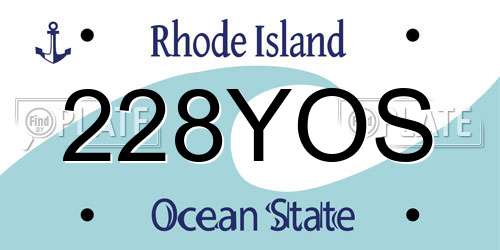 228YOS Rhode Island License Plate