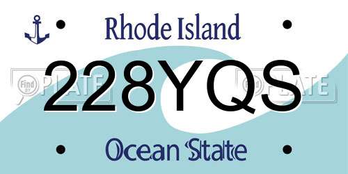 228YQS Rhode Island License Plate