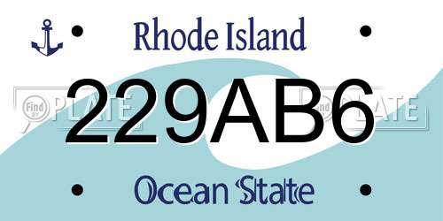 229AB6 Rhode Island License Plate