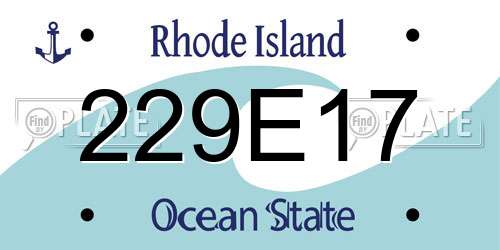 229E17 Rhode Island License Plate