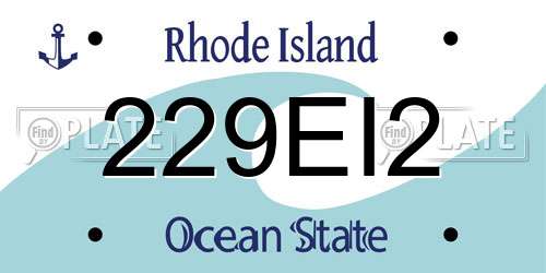229EI2 Rhode Island License Plate
