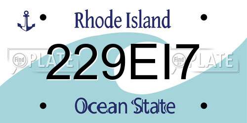 229EI7 Rhode Island License Plate