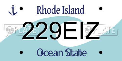 229EIZ Rhode Island License Plate