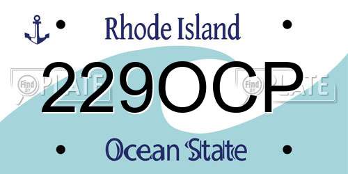 229OCP Rhode Island License Plate