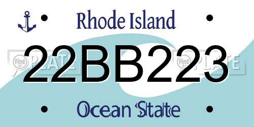 22BB223 Rhode Island License Plate