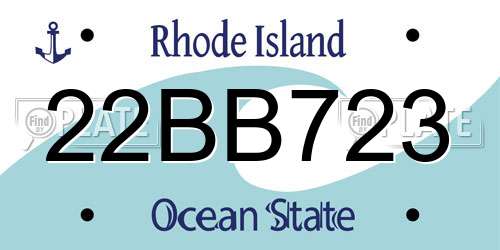 22BB723 Rhode Island License Plate