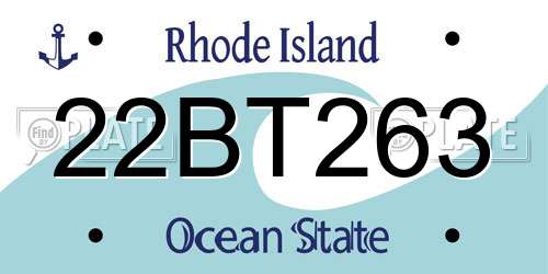 22BT263 Rhode Island License Plate