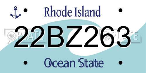 22BZ263 Rhode Island License Plate