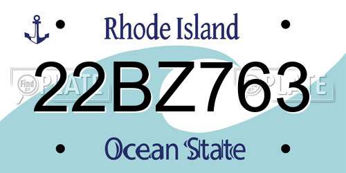 22BZ763 Rhode Island License Plate