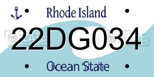 22DG034 Rhode Island License Plate