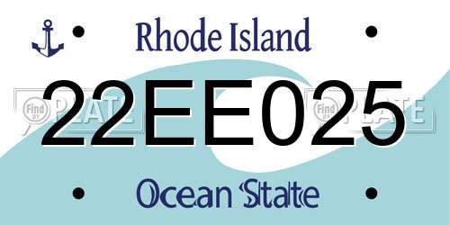 22EE025 Rhode Island License Plate