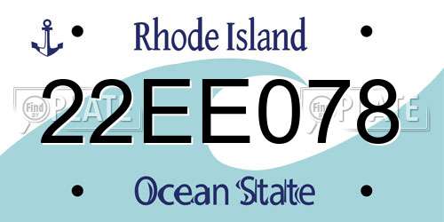 22EE078 Rhode Island License Plate