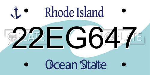 22EG647 Rhode Island License Plate