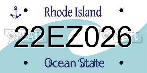 22EZ026 Rhode Island License Plate