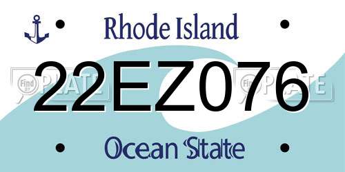 22EZ076 Rhode Island License Plate