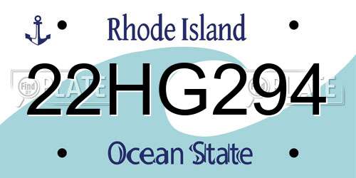 22HG294 Rhode Island License Plate