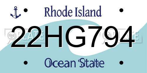 22HG794 Rhode Island License Plate