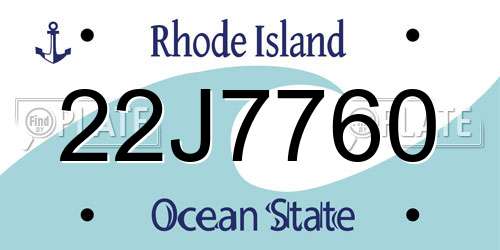 22J7760 Rhode Island License Plate