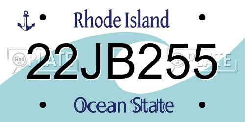 22JB255 Rhode Island License Plate