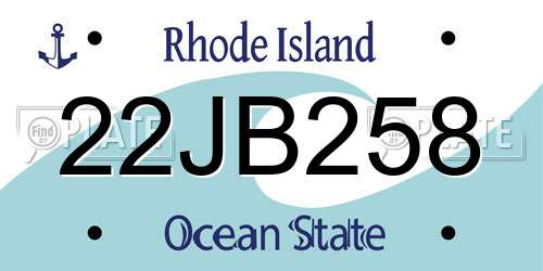 22JB258 Rhode Island License Plate