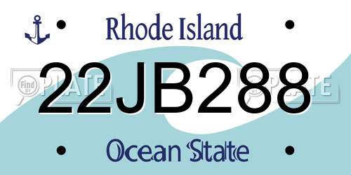 22JB288 Rhode Island License Plate