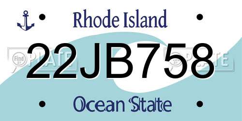 22JB758 Rhode Island License Plate