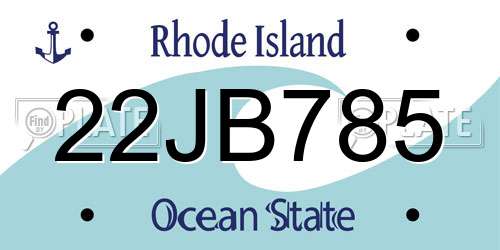 22JB785 Rhode Island License Plate
