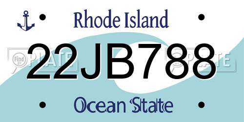 22JB788 Rhode Island License Plate