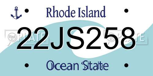 22JS258 Rhode Island License Plate