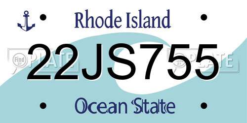 22JS755 Rhode Island License Plate