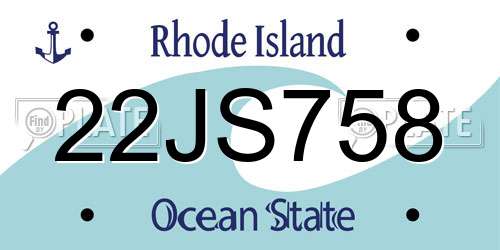 22JS758 Rhode Island License Plate